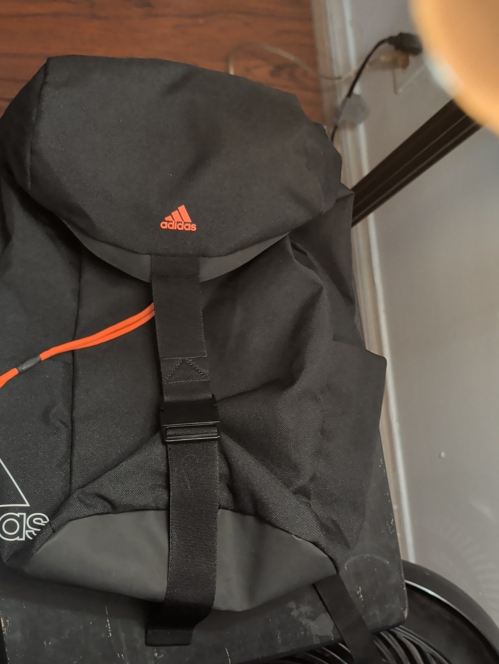 adidas Black Backpack with Orange Logo and Accent